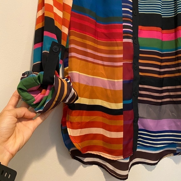 TRINA TURK Silk‎ Multicolored Striped Blouse - P - Picture 3 of 7